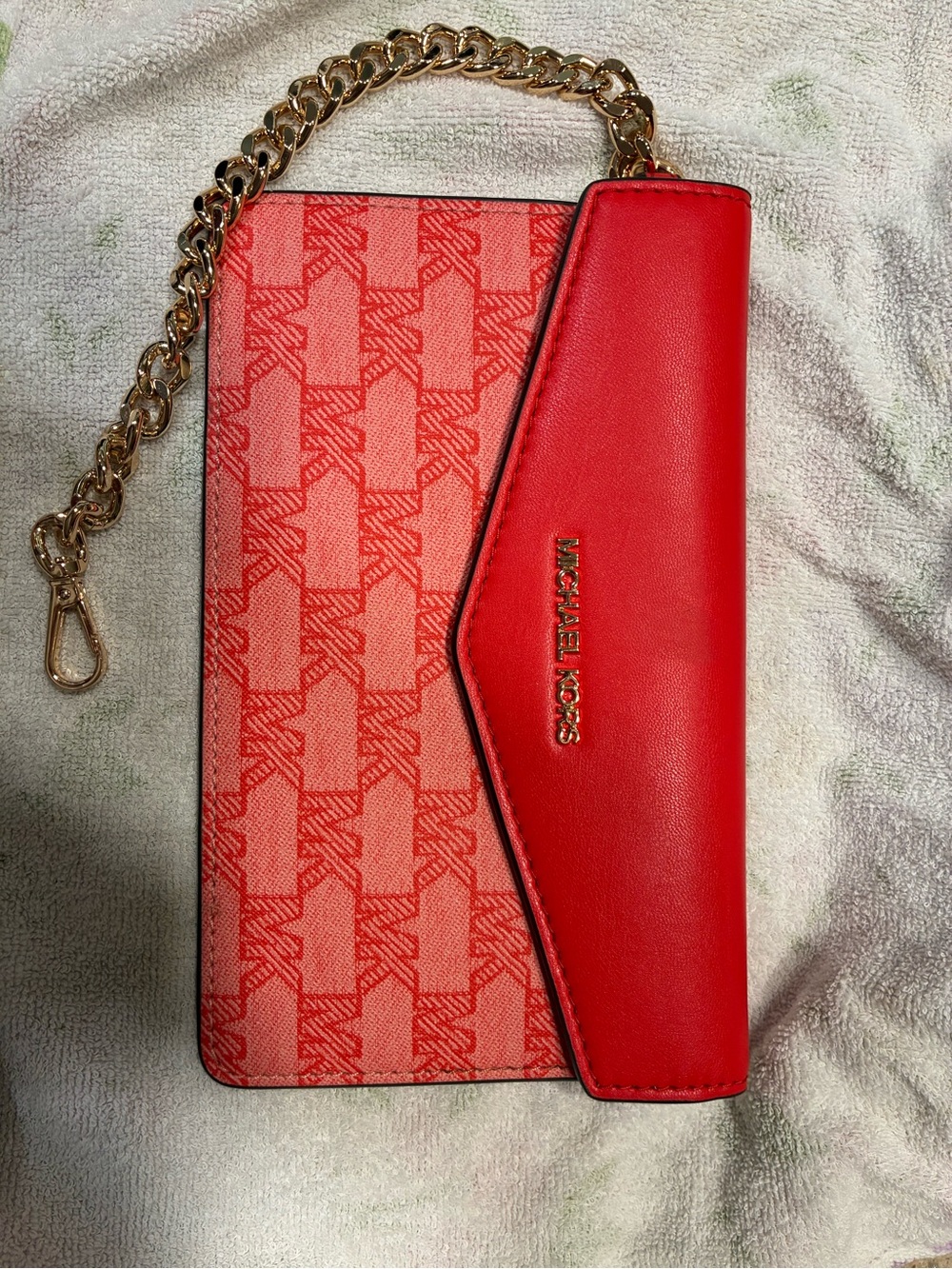 Michael Kors Red Chain-Handle Wristlet Clutch